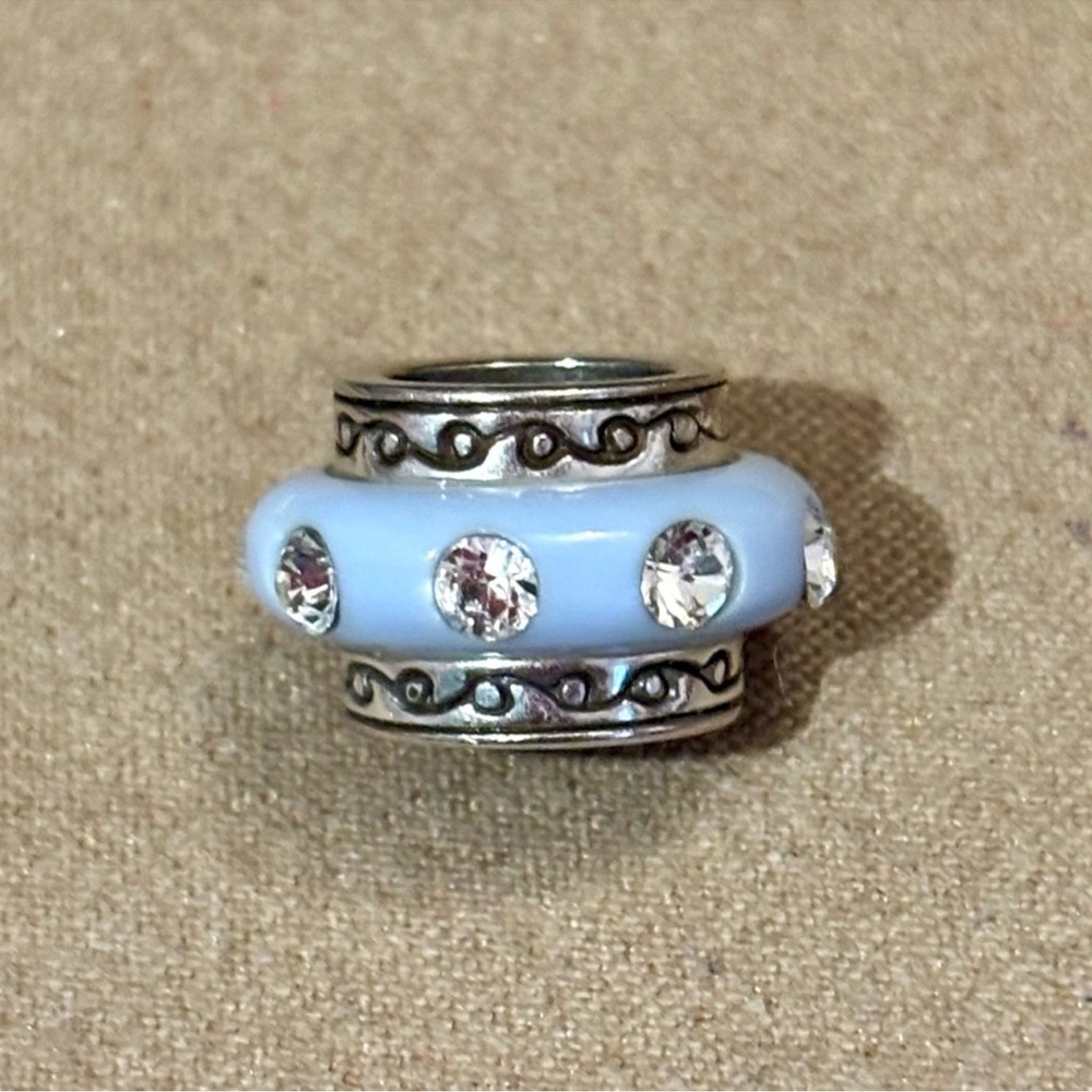 Brighton oval Dazzle Spacer Light blue Resin bead Row of clear crystals Retired